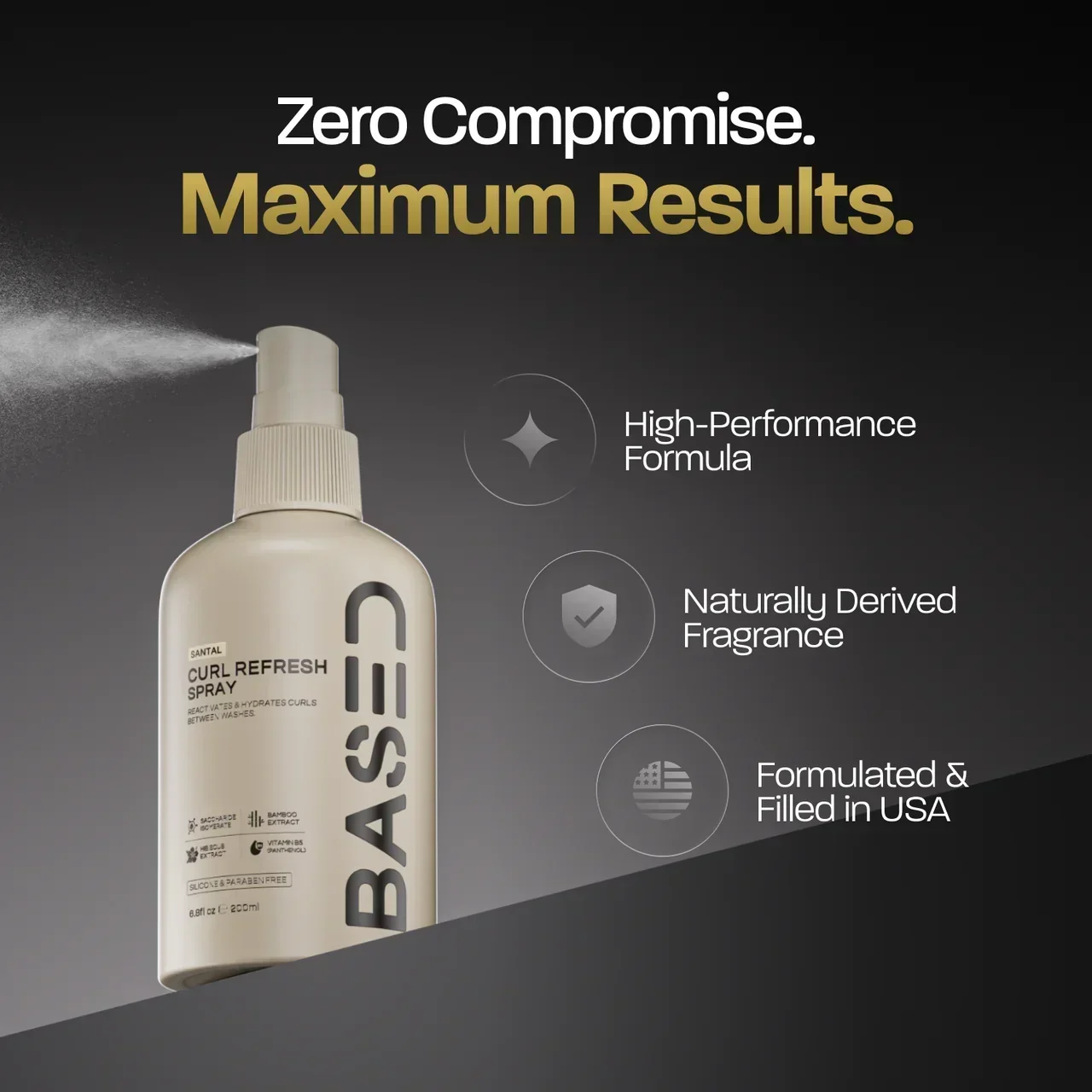 BASED Curl Refresh Spray - detail view for men UK
