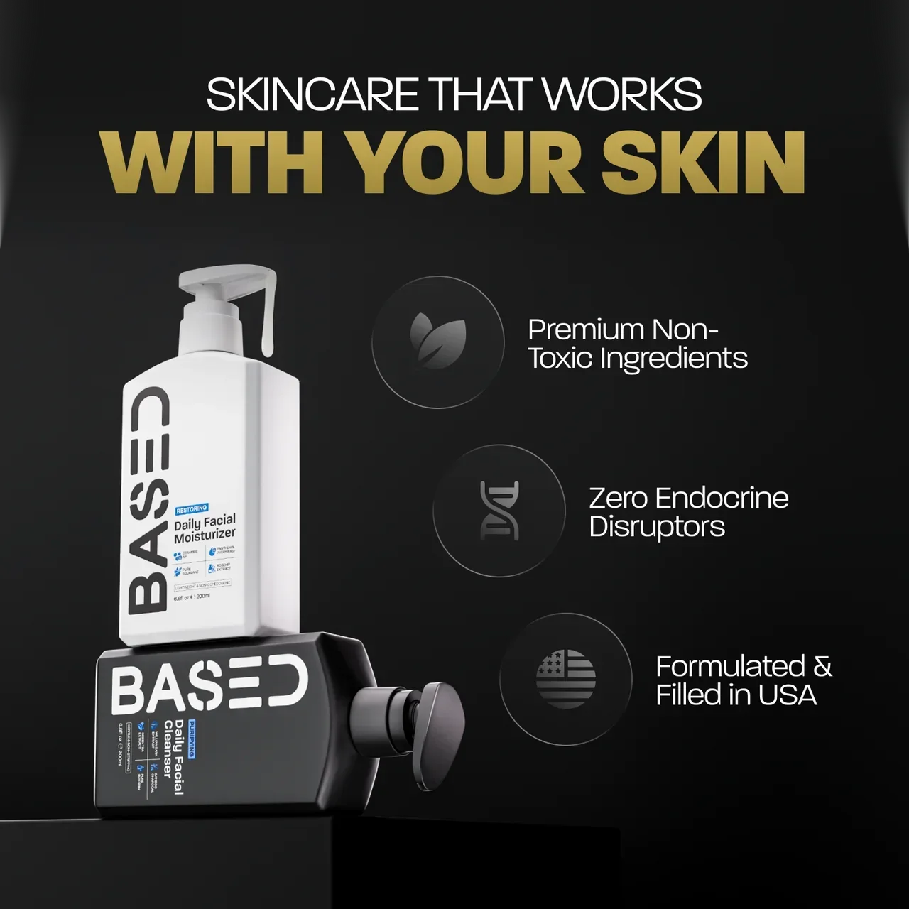 BASED Daily Facial Cleanser - product label for men UK